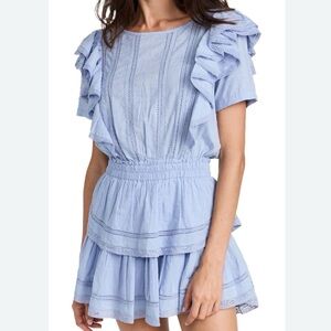 LoveShackFancy Natasha short sleeve eyelet mini dress